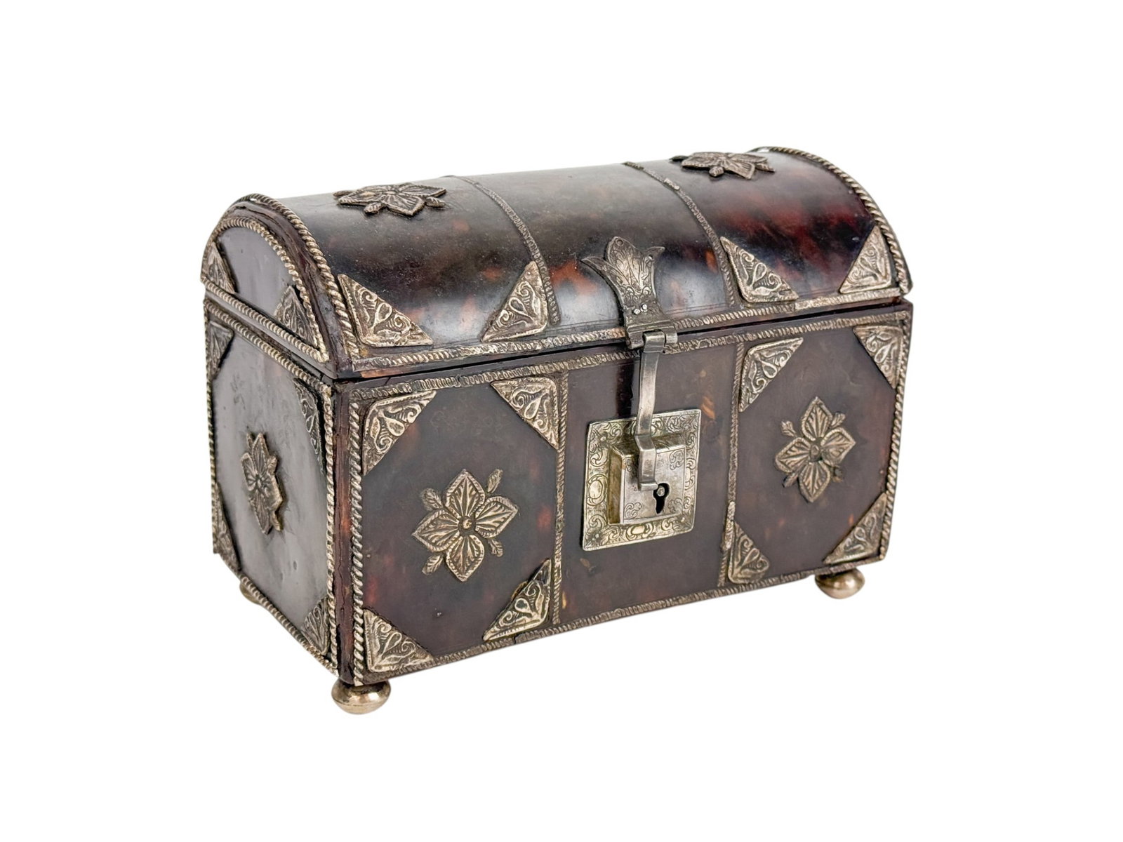 Spanish Colonial tortoiseshell & silver casket. (1 of 7)