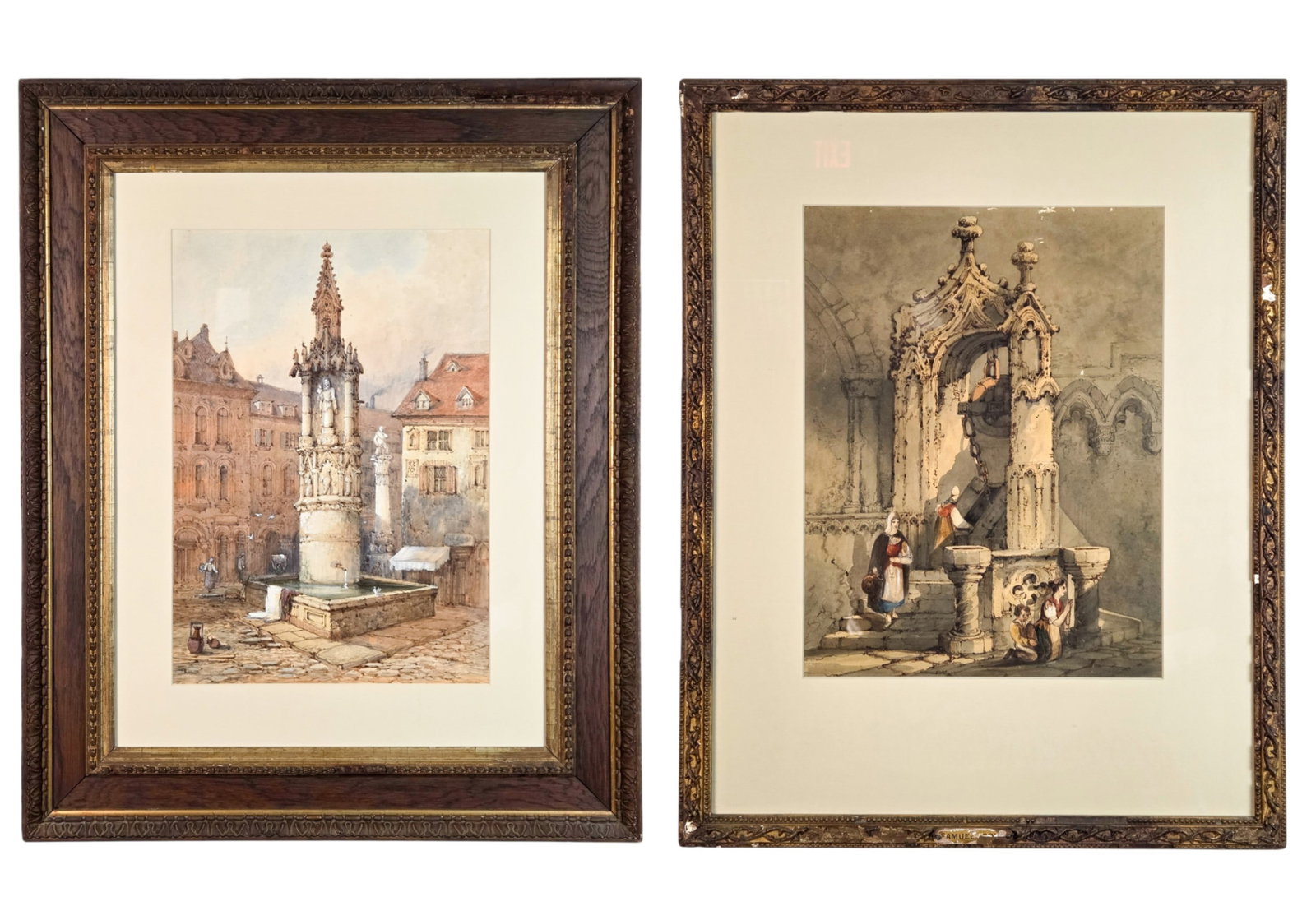 Attrib. Prout, 2 Architectural scenes, WC/P. (1 of 10)