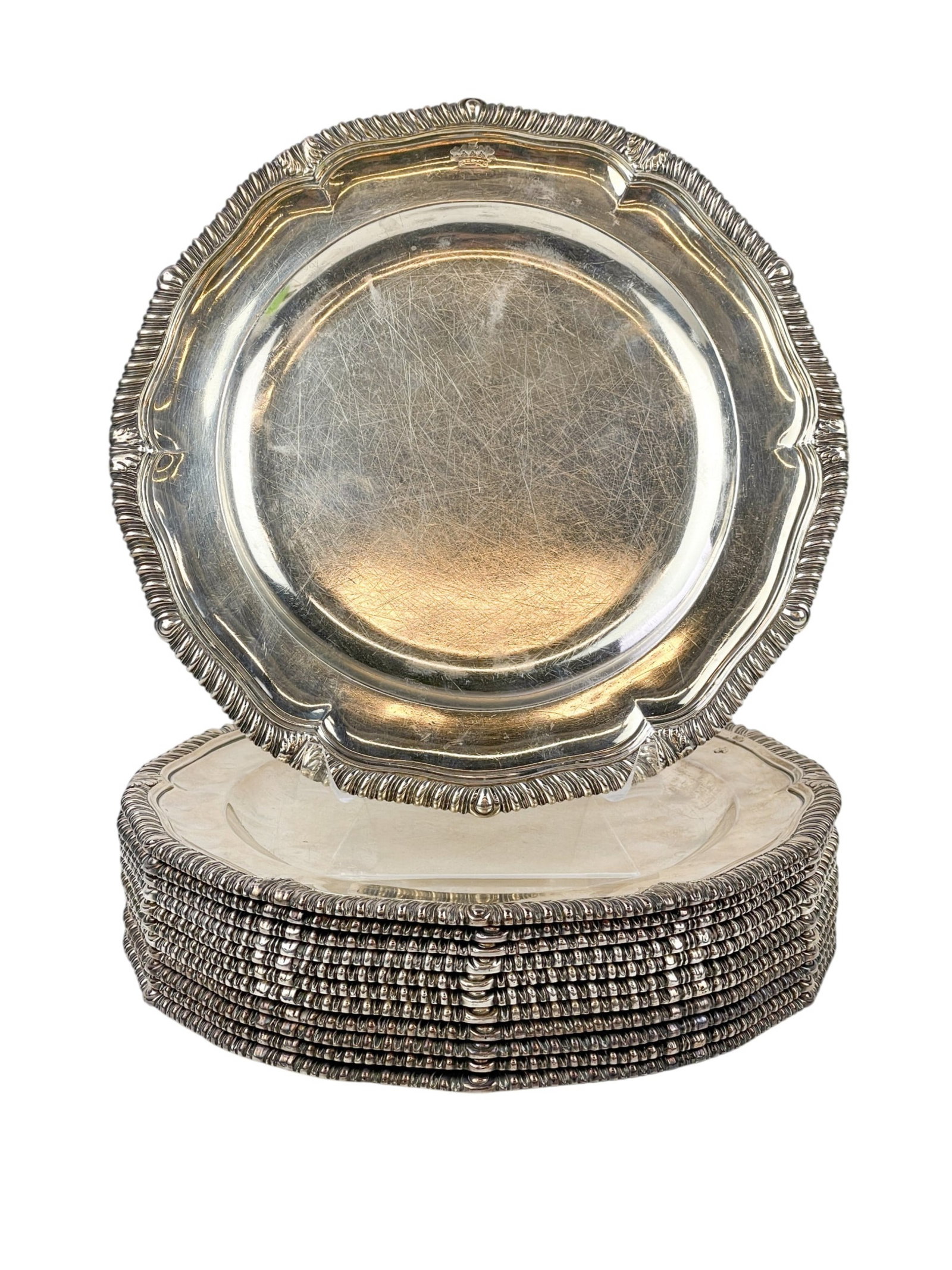 12 English Regency William Stroud sterling plates. (1 of 6)