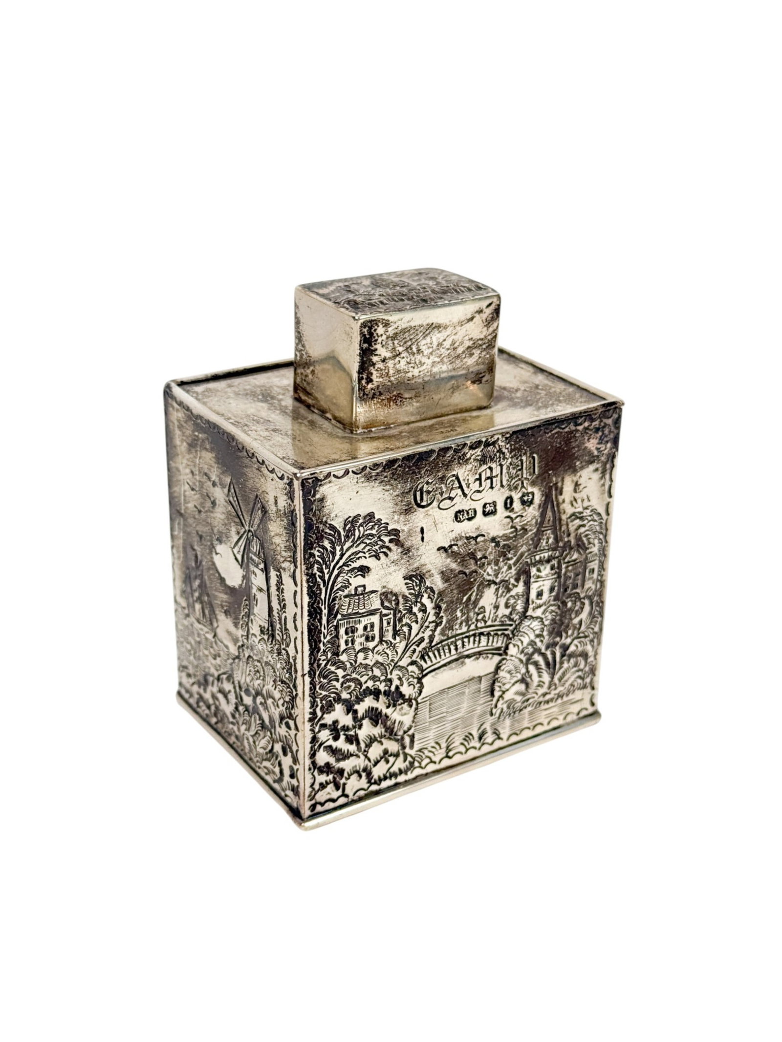 English Victorian sterling tea caddy. (1 of 9)