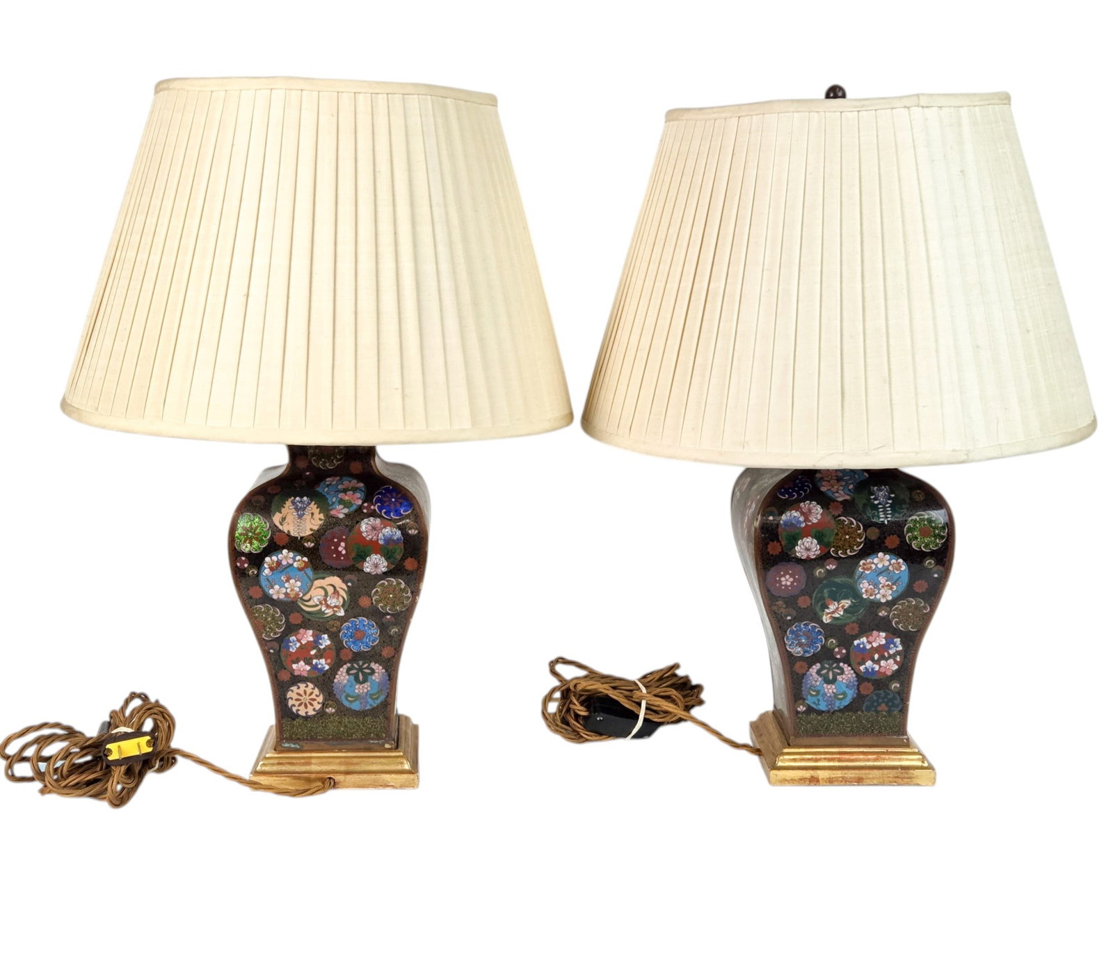 Pair of Chinese Cloisonne lamps. (1 of 5)