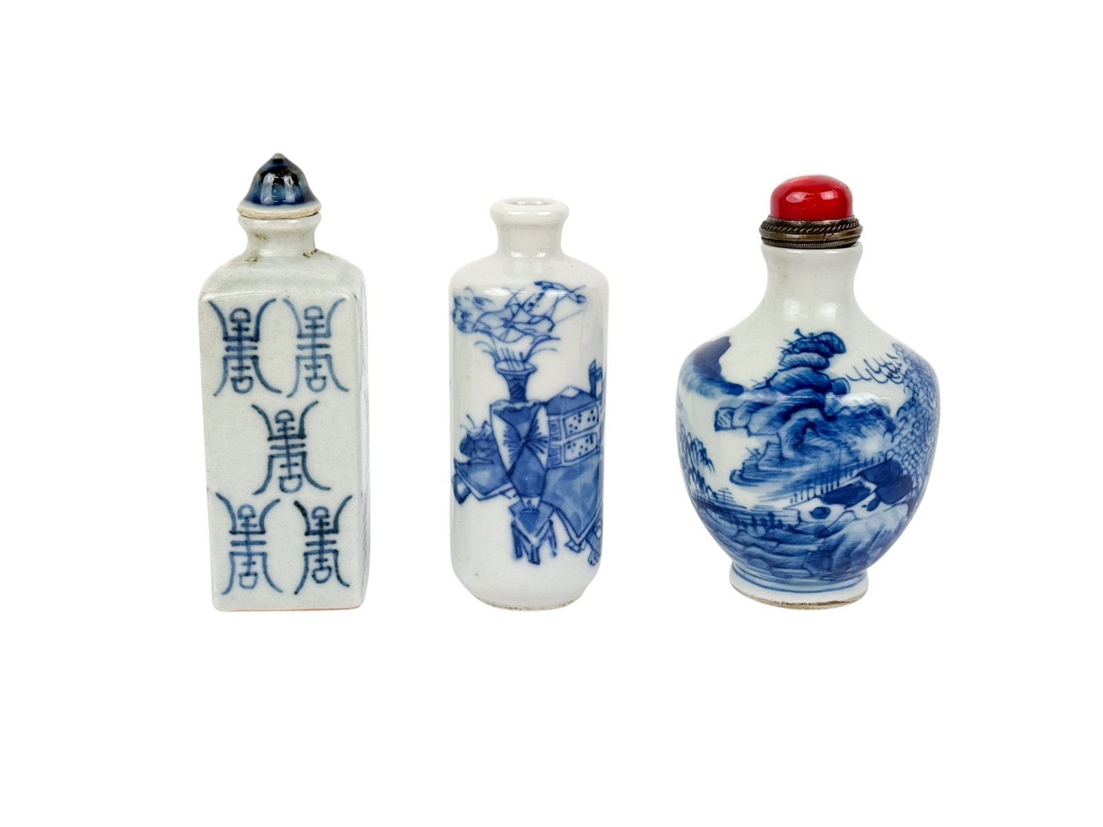 3 Porcelain snuff bottles, 19th-20th c. (1 of 5)