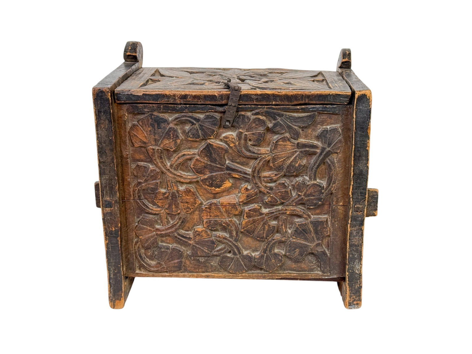 South Asian carved wood chest. (1 of 5)