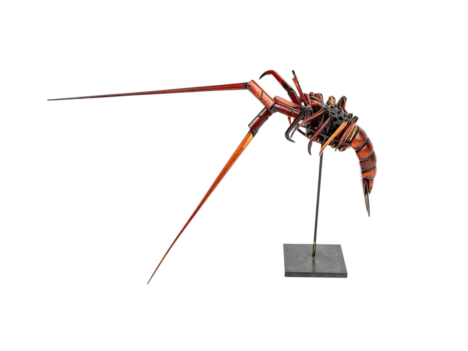 Japanese articulated Spiny Lobster wood okimono. (1 of 7)