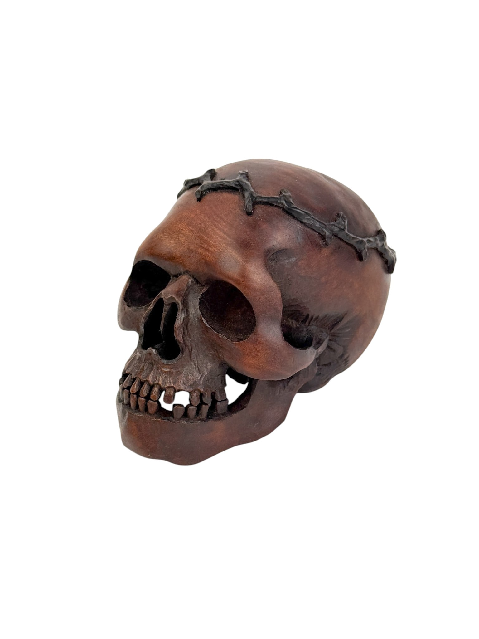 Wood crowned skull memento mori. (1 of 5)