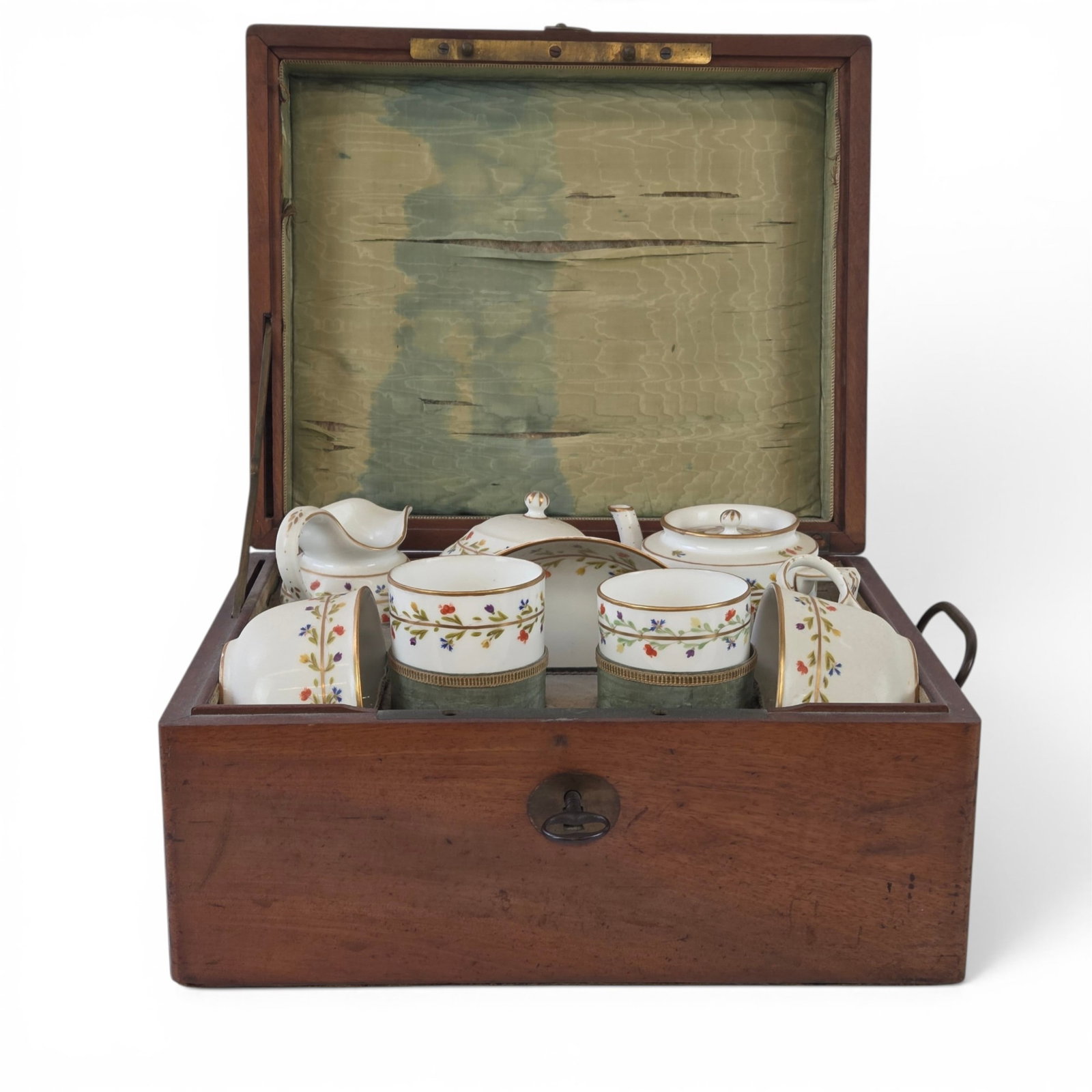 English porcelain traveling tea service, 19th c. (1 of 7)