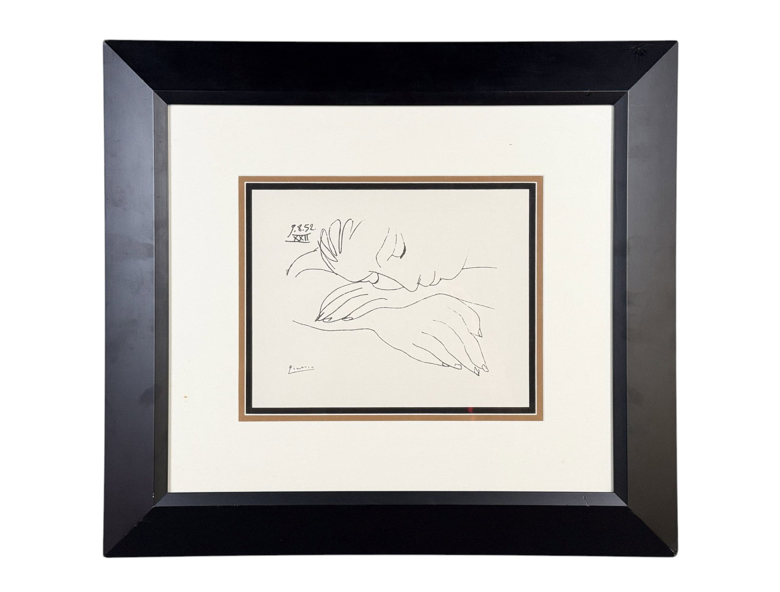 Picasso, "Sleeping Woman," lithograph: Picasso, Pablo (Spanish, 1881-1973) "Sleeping Woman." Lithograph. Sight: 9 1/4" x 11 1/2" Frame: 21 3/4" x 24 1/4"