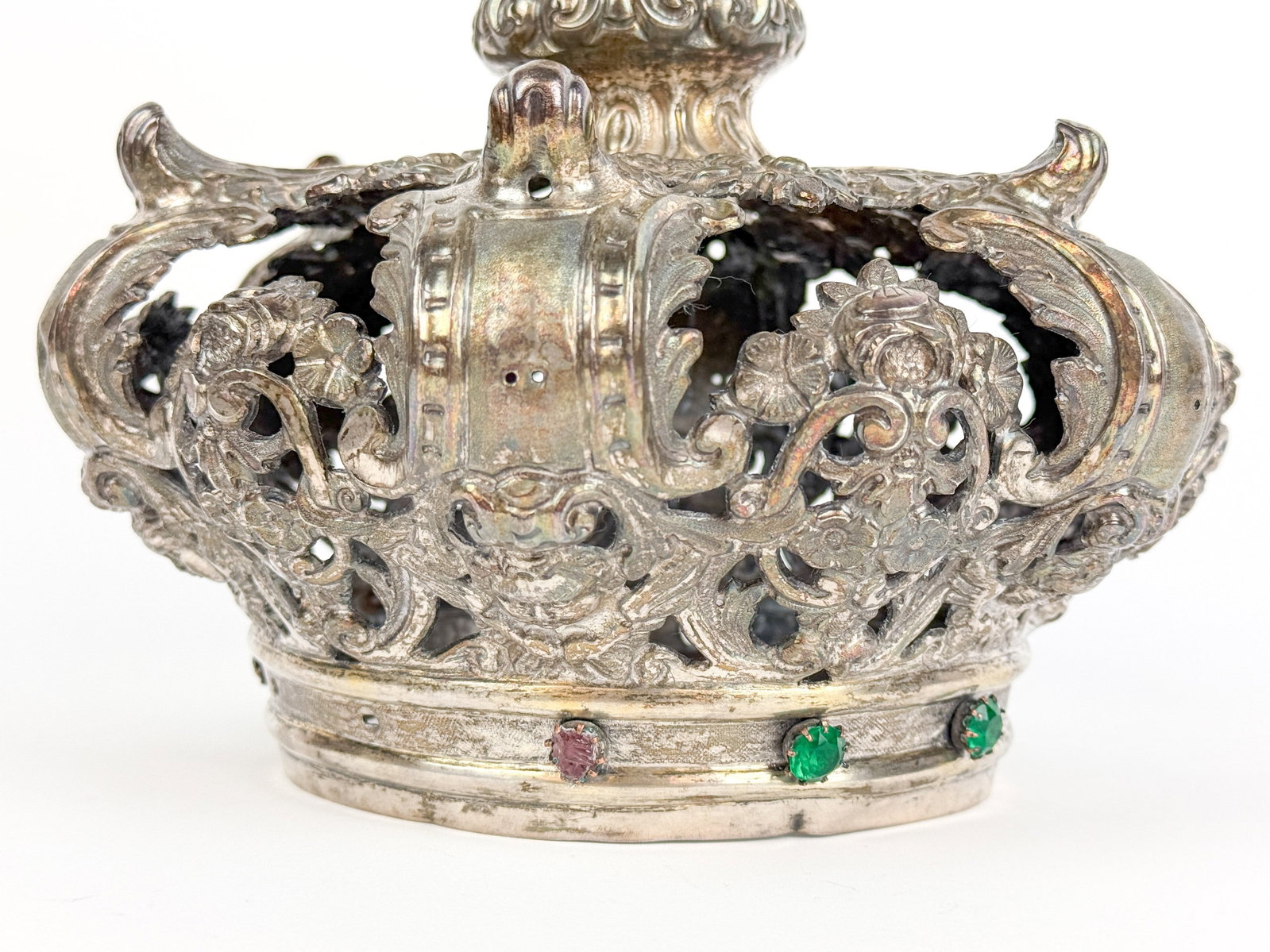 Continental ecclesiastical silver statue crown. - 4