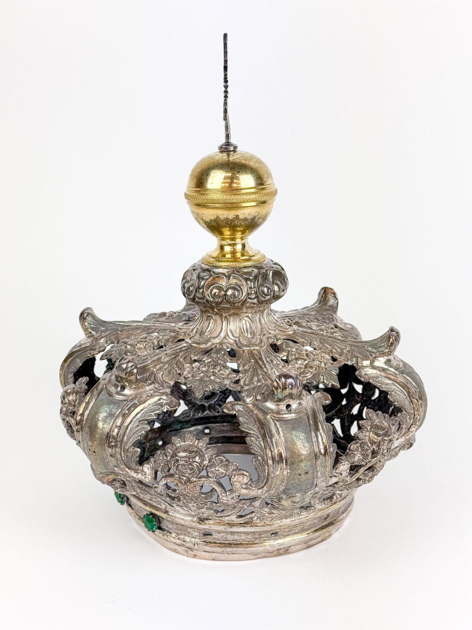 Continental ecclesiastical silver statue crown. - 5