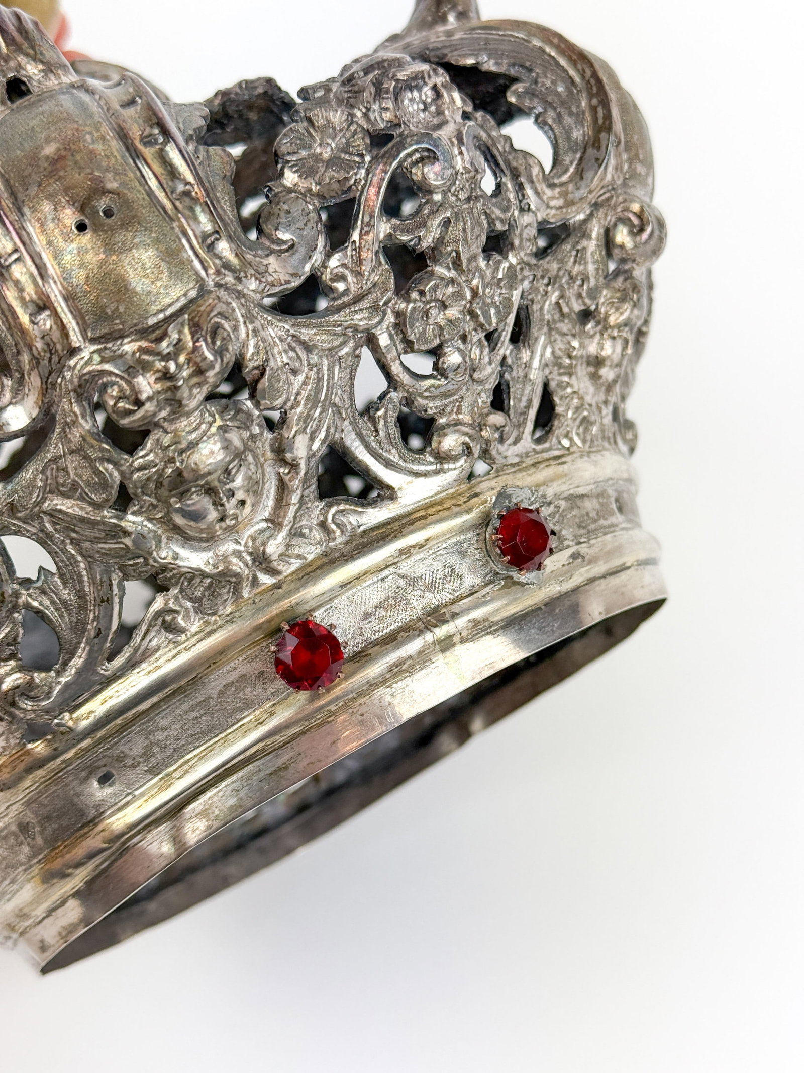 Continental ecclesiastical silver statue crown. - 7