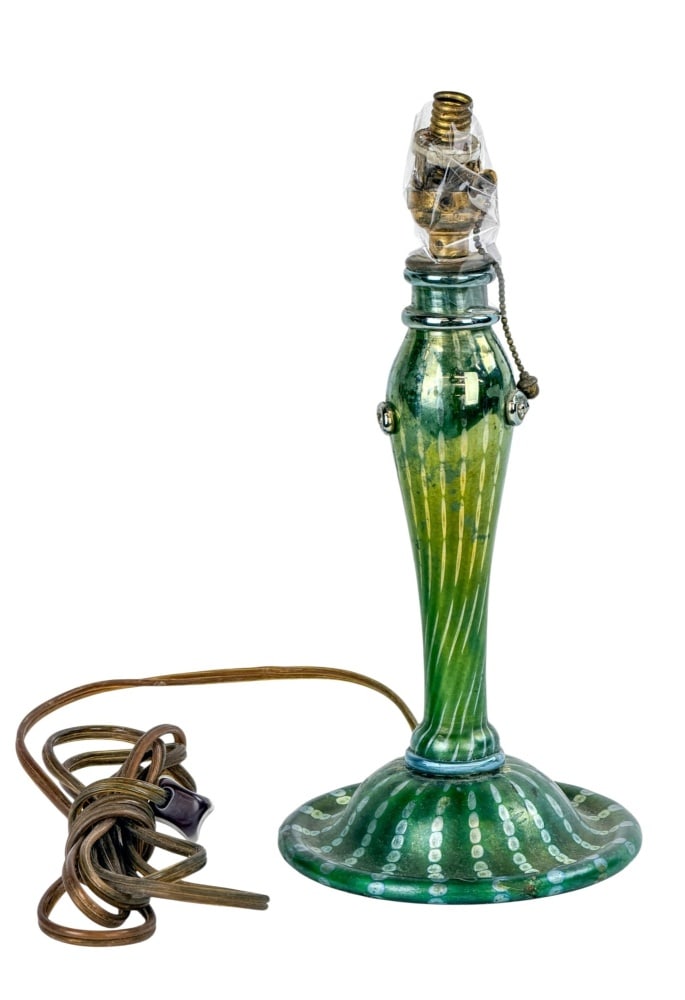 An L.C. Tiffany Favrile Enameled Glass Lamp Base, (1 of 4)