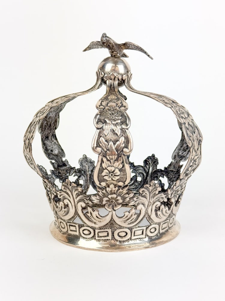 Continental ecclesiastical silver statue crown. - 2