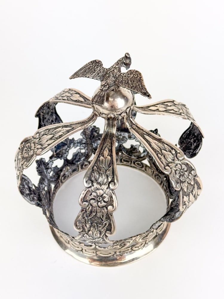 Continental ecclesiastical silver statue crown. - 3