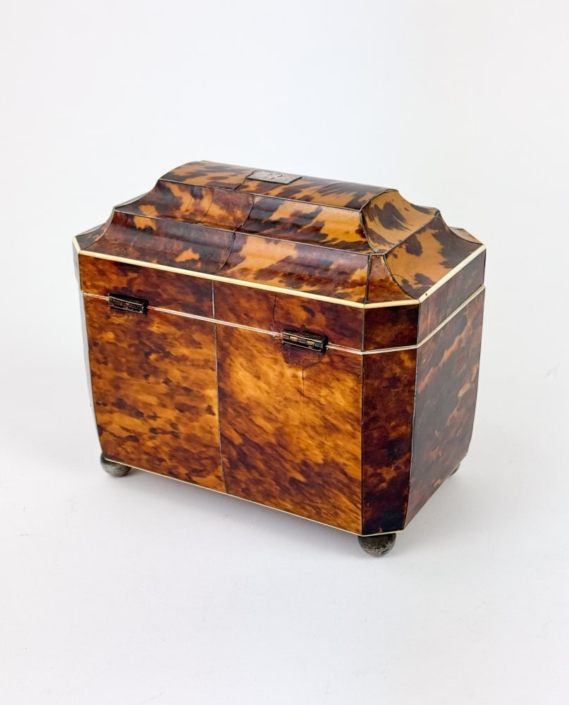English tortoise shell tea caddy. - 4