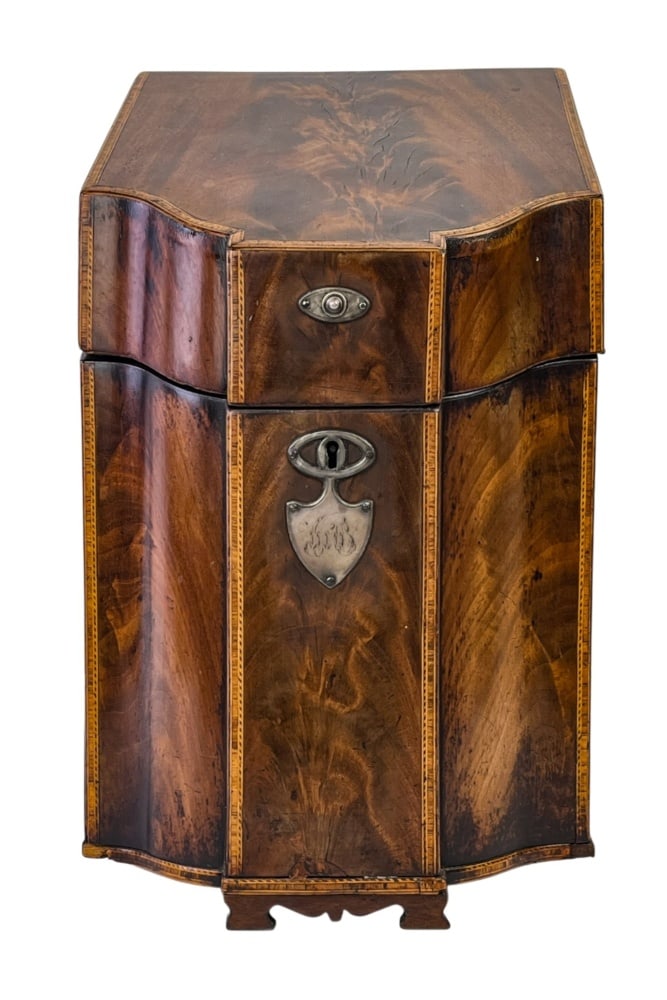 George III Inlaid Mahogany Serpentine Knife Box  (1 of 12)