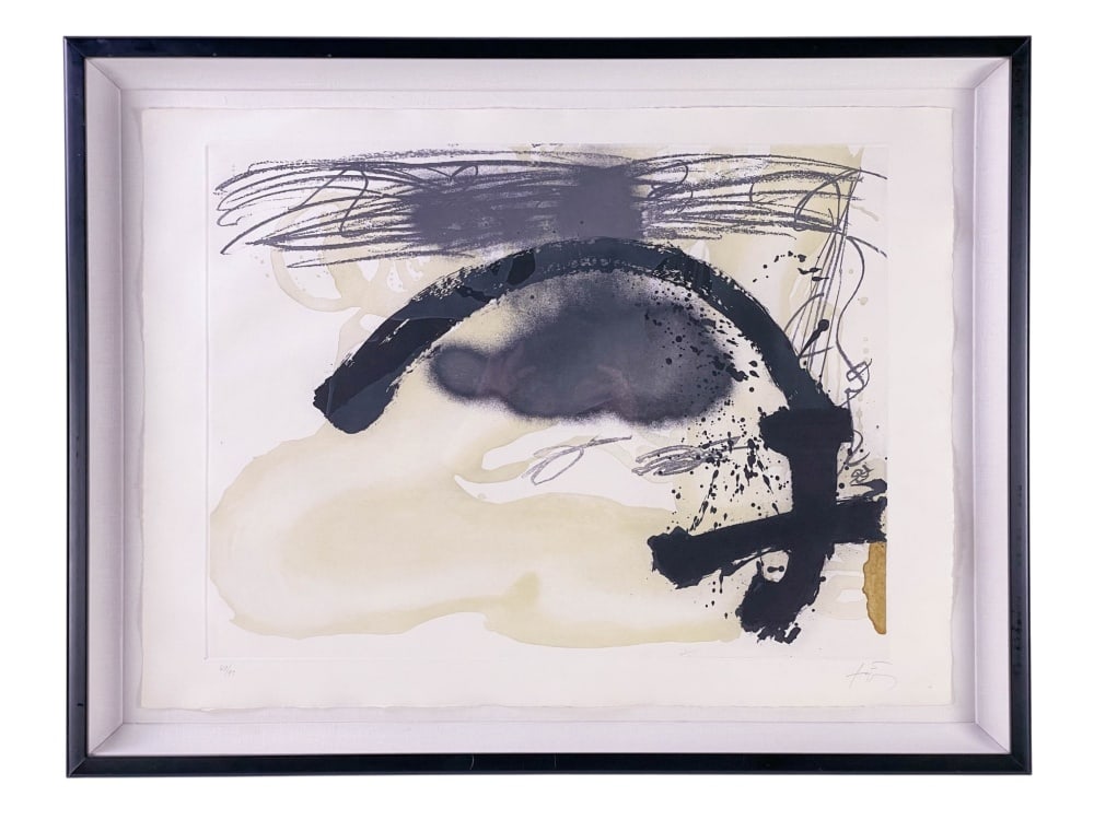 Antoni Tapies, "Arc i Creu," 1982.: Tapies, Antoni (Spanish, 1923-2012). "Arc i Creu." Etching. 1982. Edition 41/99. Signed l.r. Frame: 32 3/8" x 42 5/8".
