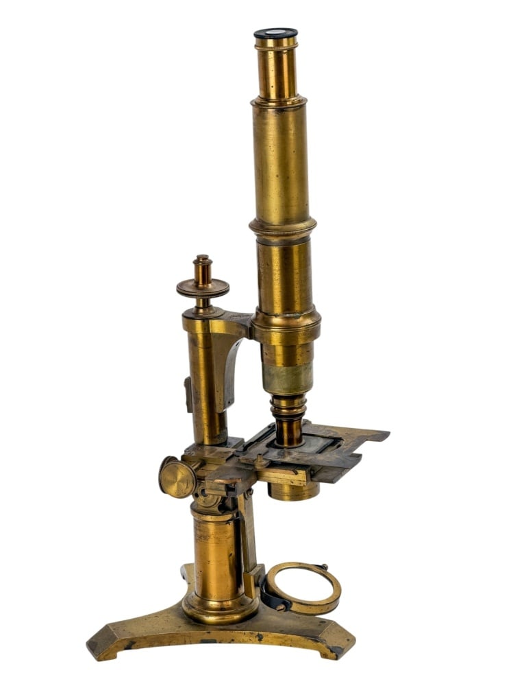 Unsigned lacquered-brass compound monocular micros (1 of 8)