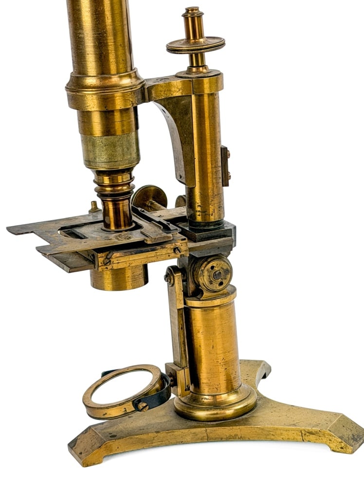 Unsigned lacquered-brass compound monocular micros - 5