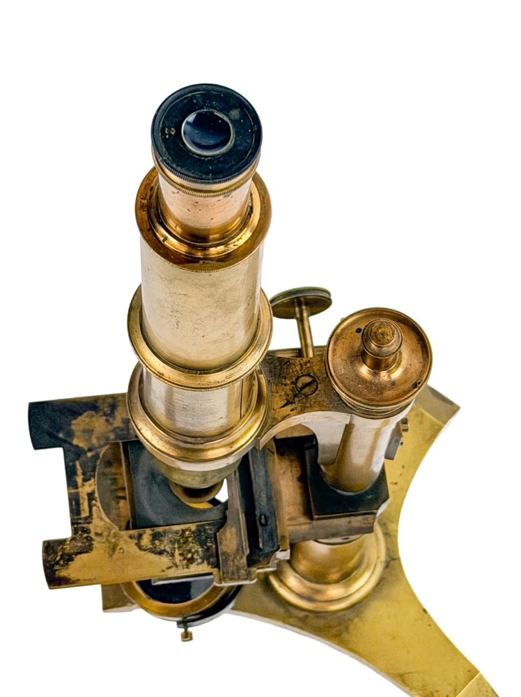 Unsigned lacquered-brass compound monocular micros - 6