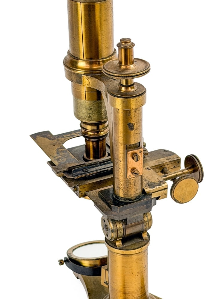 Unsigned lacquered-brass compound monocular micros - 7