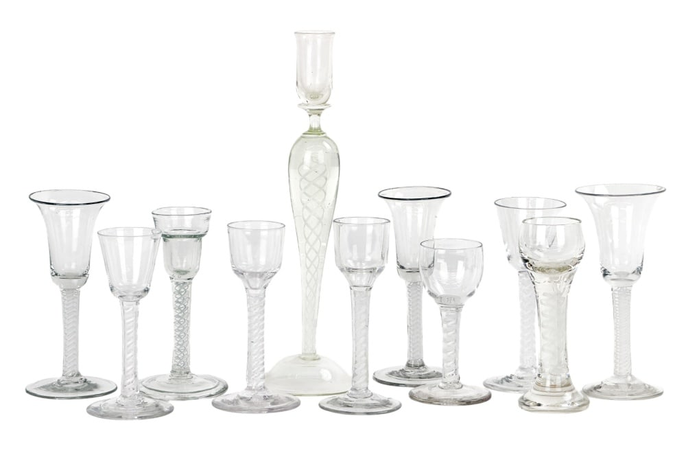 Steuben air-twist crystal stemware and candlestick (1 of 5)