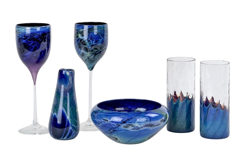Six Pieces of Bertil Vallien ?Satellite Blue? Glas (1 of 6)