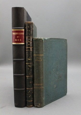 3 Books incl: MYSTERY OF EDWIN... 1st `Book Form.: [Dickens, Charles]. 3 Titles. ++ THE MYSTERY OF EDWIN DROOD. Illustrations by S. L. Fildes. Lon: Chapman and Hall,1870. 8vo. [5], vi-vii, [1], [1]-190 pp, lacking ads. Later green half leather and clo