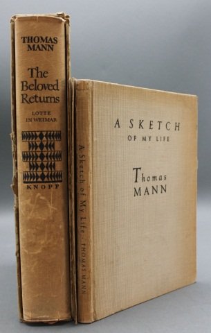 2 Books incl: THE BELOVED RETURNS, #52/395 signed.: [Mann, Thomas]. 2 Titles. ++ THE BELOVED RETURNS: Lotte in Weimar. Translated from the German by H. T. Lowe-Porter. NY: Alfred A. Knopf, 1940. 8vo. Quarter blue cloth and salmon paper covered boards. 