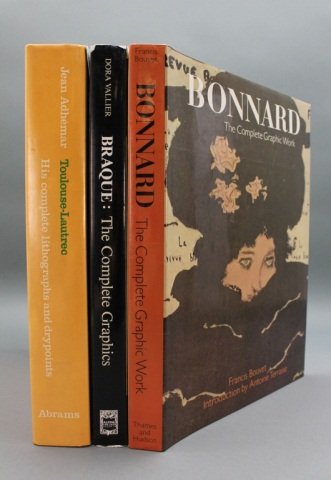 3 Books: Bonnard, Braque, Toulouse-Lautrec.: [Bonnard/Braque/Toulouse-Lautrec]. 3 Titles. 4to. Cloth, in dj. ++ Francis Bouvet. BONNARD: The complete graphic work. Introduction by Antoine Terrasse. Thomas and Hudson, (1981). Near fine in near fi
