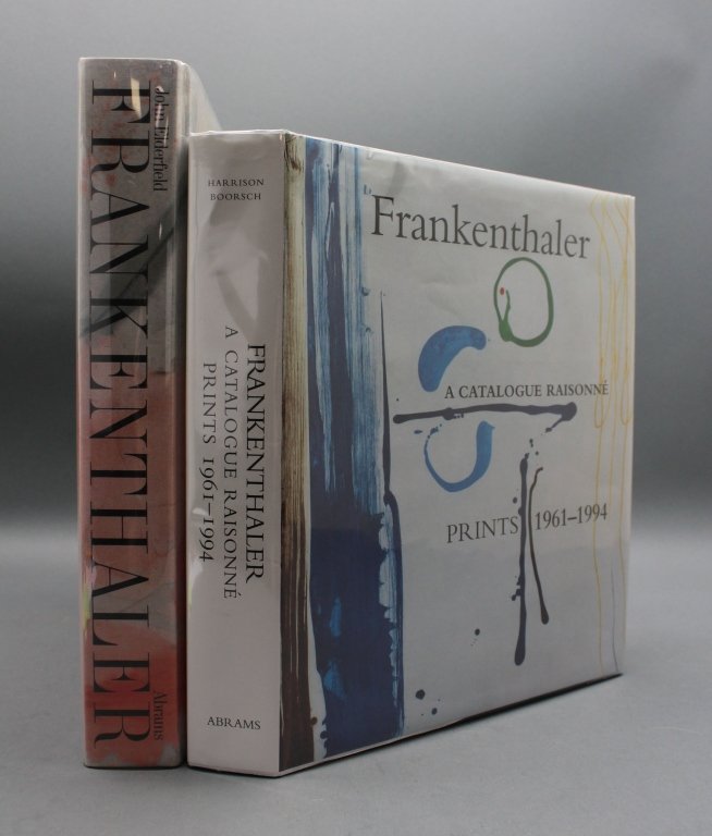 2 Books incl: FRANKENTHALTER, (1989) review copy.: [Frankanthaler, Helen]. 2 Titles. ++ John Elderfield. FRANKENTHALER. Henry N. Abrams, (1989). Sq. 4to. Illustrated texturized paper-covered boards; near fine in publisher’s acetate dj. Review copy w