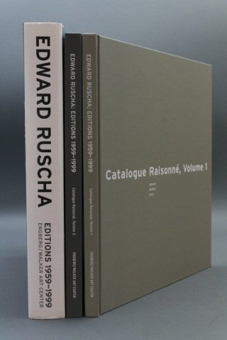 EDWARD RUSCHA EDITIONS 1959-1999. 2 Vols slipcase.: [Ruscha, Edward]. EDWARD RUSCHA EDITIONS 1959-1999: Catalogue Raisonne. 2 Vols. (NY: Distributed Art Publishers, 1999). 4to. Boards; Near fine in near fine black cloth slipcase.