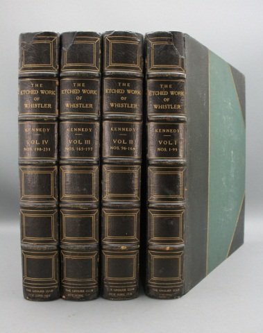 THE ETCHED WORK OF WHISTLER. 4 Vols. 1910.: [Whistler, James Abbott McNeill]. THE ETCHED WORK OF WHISTLER: Illustrated by Reproductions in Collotype of the Different States of the Plates. Compiled, arranged, and described by Edward G. Kennedy w