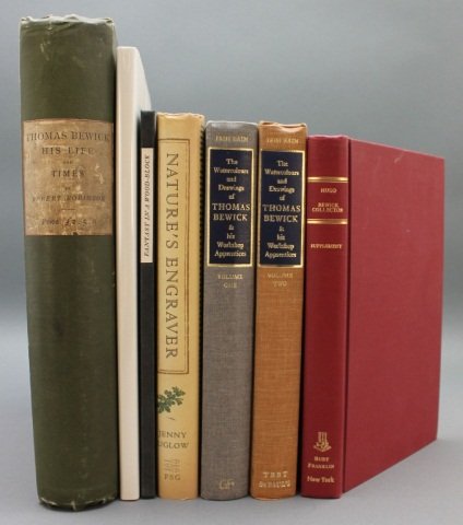 7 Vols incl: THOMAS BEWICK: His Life and Times.: [Wood Engraving/Thomas Bewick]. 6 Titles (7 Vols). Vp:vp. 8vo/4to. Hardcover (2 in dj). ++ Robert Robinson. THOMAS BEWICK: His Life and Times. 1887. Scuffing and staining to covers, bdg internally sho
