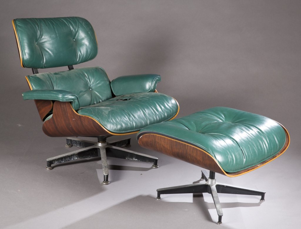 Eames lounge chair & ottoman (green leather)
