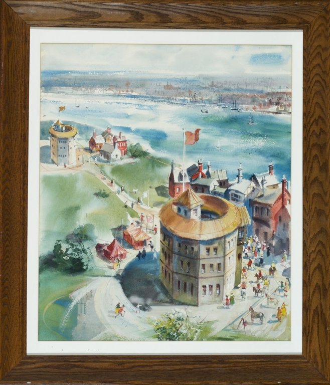 Original Cover Art from "The Roaring Boys": Shilstone, Arthur (CT/NY, b. 1922). Original painting that served as cover art for "The Roaring Boys" by Robert Payne. Watercolor on Winston & Newton Board. Was given to owner by the publisher, Double