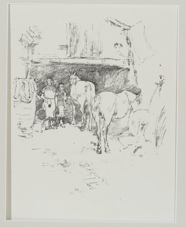 Whistler, James Abbot McNeill (Am.-Br., 1834-1903): Whistler, James Abbot McNeill (America-Britian, 1834-1903). A lithograph entitled, " The Smith's Yard. " c. 1895. From “The Studio.” Image: 8 7/8" x 6 7/8". Sheet: 10" x 7 3/4".