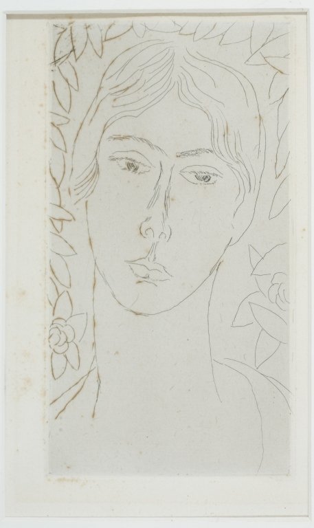Signed Matisse Etching, "Mlle Landsberg...": Matisse, Henri (France, 1869-1954). "Mlle Landsberg (Grande Planche)". c.1914. Drypoint etching. Signed l.r. "Henri Matisse", inscribed l.r. "f.a.quinze ed./cinquieme ep." (edition of 15, proof number