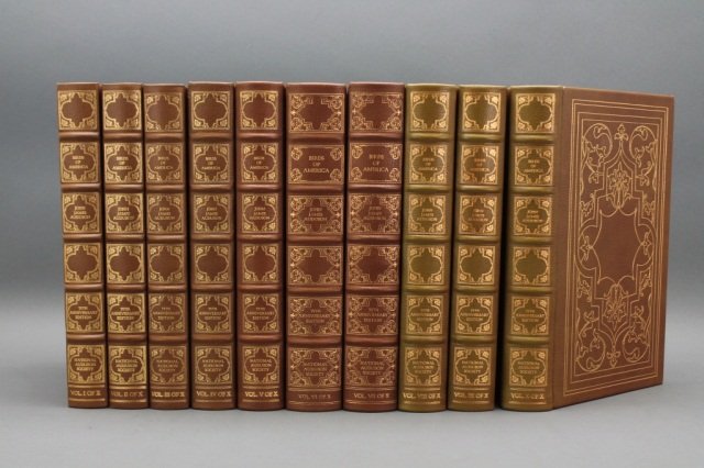 THE COMPLETE WORKS OF AUDUBON. 10 Vols. 1978.: [Audubon, John James]. THE COMPLETE WORKS OF AUDUBON. 10 Vols. Kent, Ohio: Volair Limited, 1978. 10 ¼ x 6 ¼ in. Full brown leather decorated in gilt, all edges gilt, brown silk moiré endpapers, sat