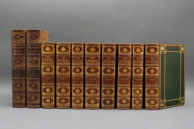 10 Vols incl: LIVES OF THE QUEENS... 8 Vols.: [British History/Conquistadores/Peru]. 2 Sets (10 Vols). ++ Agnes Strickland. LIVES OF THE QUEENS OF ENGLAND, From the Norman Conquest, Now first published from Official Records & other Authentic Docu