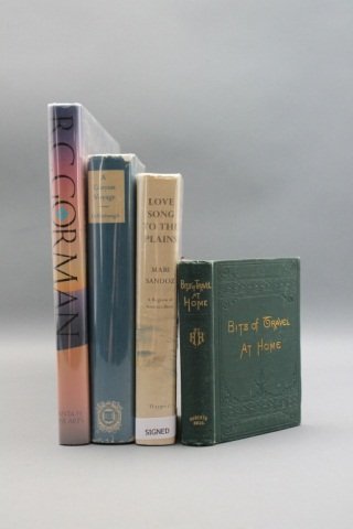 4 Books incl: BITS OF TRAVEL AT HOME. 1878.: [West/Native Americans]. 4 Titles (2 Signed). ++ R. C. Gorman. THE RADIANCE OF MY PEOPLE. Sante Fe Fine Arts, (1992). Oblong folio. Red cloth; near fine in near fine dj. Half title signed by R. C. Gor