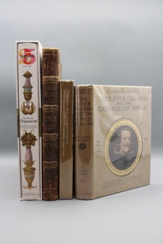 4 Books incl: Shaw. THE DECORATIVE ARTS... 1851.: [Medieval/Renaissance Decoration/Manuscripts]. 4 Titles. ++ Henry Shaw. THE DECORATIVE ARTS ECCLESIASTICAL AND CIVIL OF THE MIDDLE AGES. London: William Pickering, 1851. Folio. Late 19th or 20th Centu