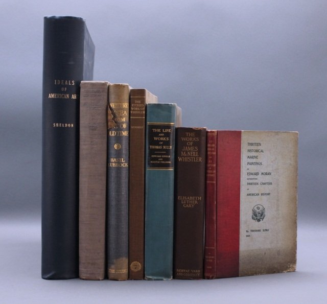 7 Books incl: THE LIFE AND WORKS OF THOMAS SULLY.: [Whistler/Other American Artists]. 7 Titles. Vp:vp. 8vo-folio. Hardcover; fair to very good. Sold with all faults. ++ George William Sheldon. RECENT IDEALS OF AMERICAN ART. (1890). ++ Frederic Newlin
