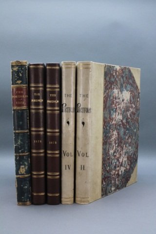 PORTFOLIO. 5 Vols: 1871, 1873, 1875, 1878, 1882.: [Periodical]. PORTFOLIO: An Artistic Periodical. 5 Vols: 1871 (Vol II), 1873 (Vol IV), 1875, 1878, 1882. Edited by Philip Gilbert Hamerton. Lon: Seeley, Jackson, and Halliday. Folio. 2 Vols (1871 and 