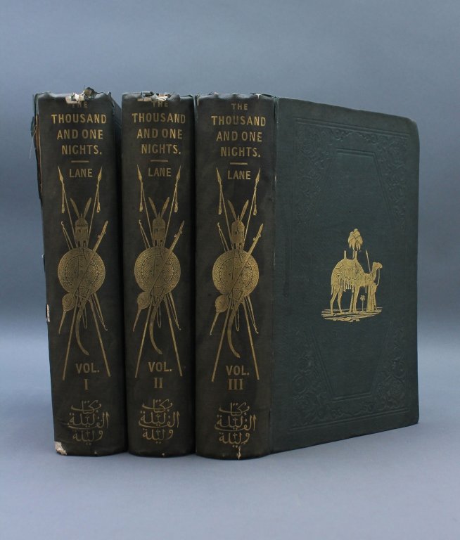 THE THOUSAND AND ONE NIGHTS... 3 Vols. 1839-1841.: [Arabian Nights]. THE THOUSAND AND ONE NIGHTS, COMMONLY CALLED, IN ENGLAND, THE ARABIAN NIGHTS’ ENTERTAINMENTS. A New Translation from the Arabic, with Copious Notes. By Edward Lane.... 3 Vols. Lon: