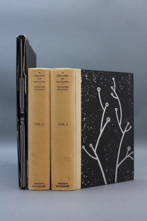 Vols: Dreiser. A GALLERY OF WOMEN + EPITAPH.: [Dreiser, Theodore]. 2 Titles (3 Vols). ++ A GALLERY OF WOMEN. 2 Vols. NY: Horace Liveright, 1929. 8vo. Boards; very good plus, with toning to spines. #248 of 535 signed by Dreiser on limitation page.
