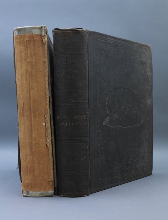 2 Books incl: Emory, REPORT... BOUNDARY..., 1857: [West/Southern Border/USPRR]. 2 Titles. ++ REPORT ON THE UNITED STATES AND MEXICAN BOUNDARY SURVEY, Made under the Direction of the Secretary of the Interior, William H. Emory. Major First Cavalry and