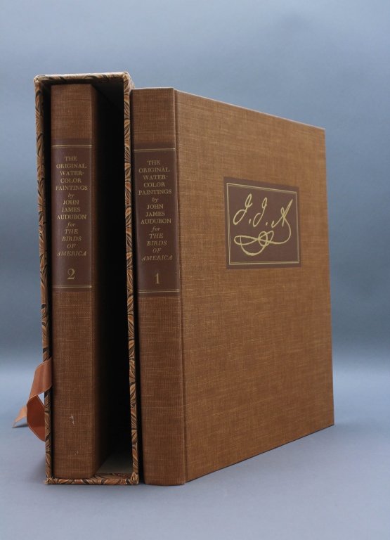 THE ORIGINAL WATER-COLOR... AUDUBON... 2 Vols.: [Natural History/Birds]. THE ORIGINAL WATER-COLOR PAINTINGS BY JOHN JAMES AUDUBON FOR THE BIRDS OF AMERICA. 2 Vols. NY: American Heritage Publishing/ Bos: Houghton Mifflin, 1966. Folio. Brown cloth, i