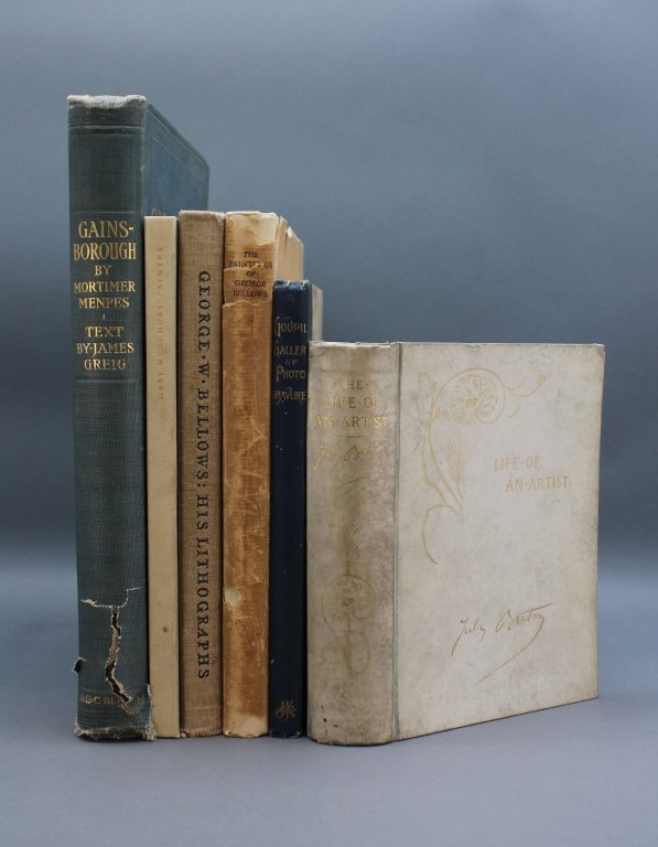 6 Books incl: Breton. THE LIFE OF AN ARTIST.: [Breton/Bellows/Gainsborough/Others]. 6 Titles. 4to/folio. Hardcover, 1 in dj. Fair to good. Sold with all faults. ++ Jules Breton. THE LIFE OF AN ARTIST. NY: D. Appleton and Co., 1891. Title and fron
