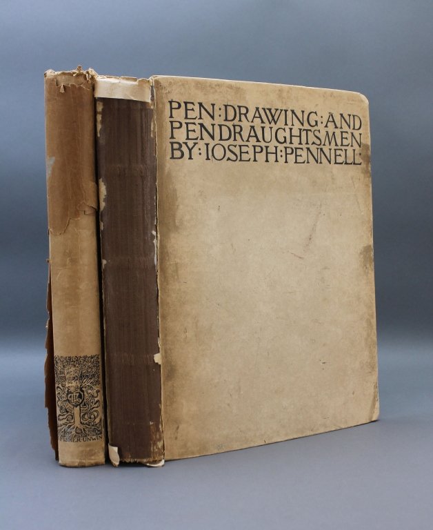 2 Books, 1 signed by Joseph Pennell.: [Pennell, Joseph]. 2 Titles (1 Signed). Folio. Orig paper-covered boards. ++ Joseph & Elizabeth Robins Pennell. LITHOGRAPHY & LITHOGRAPHERS IN THE HISTORY OF THE ART: With Technical Remarks and Sugges
