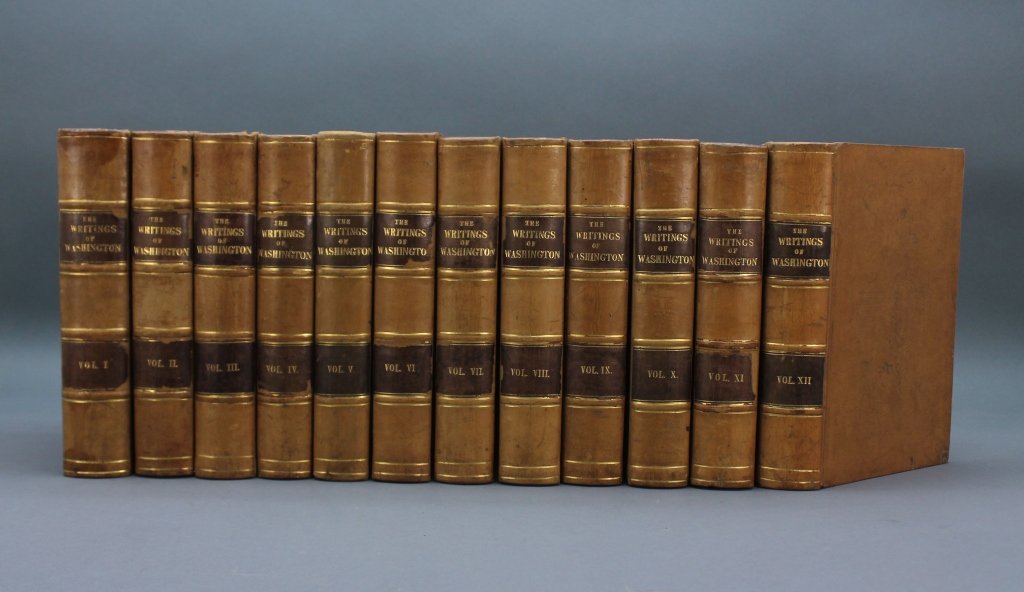 Sparks. THE WRITINGS OF GEORGE WASHINGTON. 12 Vols: [Washington, George]. Jared Sparks. THE WRITINGS OF GEORGE WASHINGTON. 12 Vols. Mostly Bos: American Stationers’ Company/ John B. Russell, 1837-1838. Vol XI is Bos: Russell, Shattcuk, and Williams, 